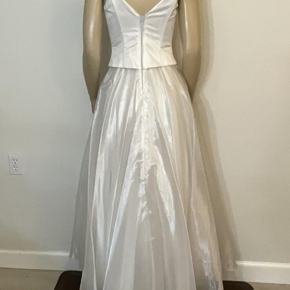 Aspeed white wedding gown corset rhinestone top 3-layer chiffon skirt EUC Size 4 - Picture 5 of 11